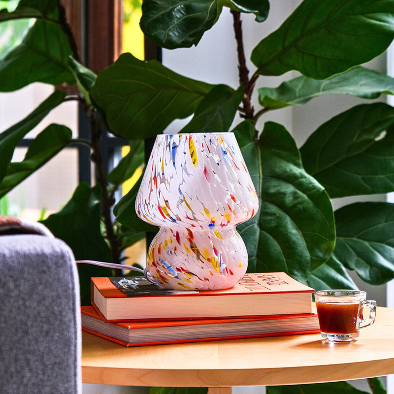 Glass Mushroom Table Lamp, Mini, Color Confetti, White/Red/Yellow, White/Red/Yellow