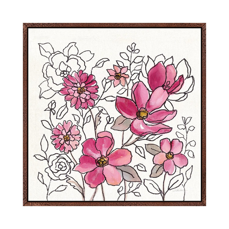 Magenta Flower Lace II by Silvia Vassileva - Floater Frame Gallery-Wrapped Canvas Giclée on Canvas, Brown