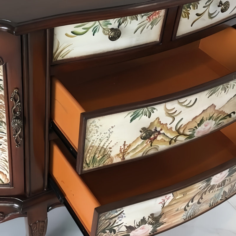 Hand-Painted 4-Drawer 2-Door Accent Cabinet