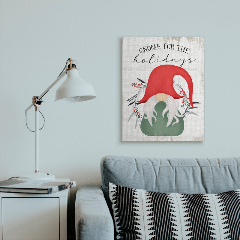 «Gnome for the Holidays Winter Garden Pun» par Daphne Polselli - impression d'art graphique, Toile tendue