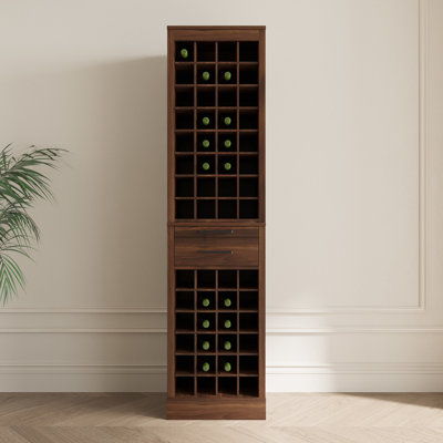 32 Wine Cabinet In Brown Walnut - Modular Buffet For Your House With Slots Piece