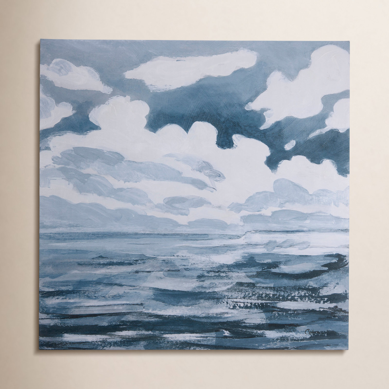 Clouds and Sea I Hand-Embellished Print, 30" H x 30" W x 1.5" D