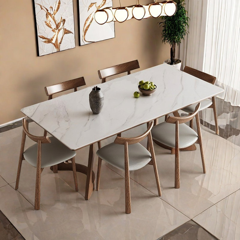 Ensemble de table de salle à manger rectangulaire en bois de frêne, H 29,52 po x L 70,86 po x l 35,43 po