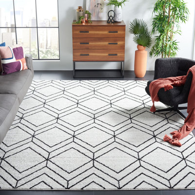 Cargian Geometric Light Gray/Black Area Rug