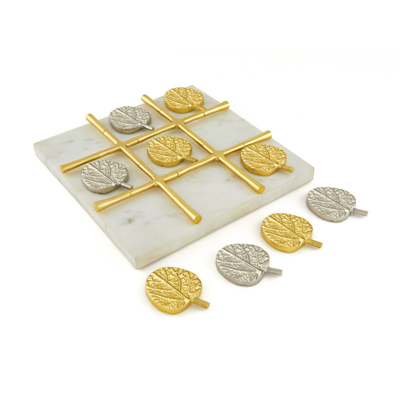 Metallic Leaf And Marble Tic Tac Toe Set