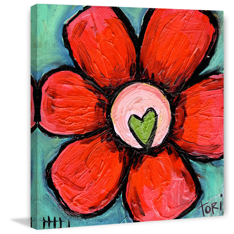 « pastèque fleur » par tori campisi, reproduction d’art sur toile tendue, H 24 po x l 24 po x P 1,5 po