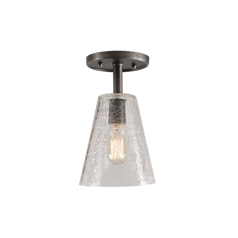 Baptiste Glass Semi Flush Mount, 12" H x 7.5" W, Gun Metal