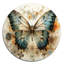 Papillon beige sarcelle, motifs complexes - animaux, art rond en métal-286582448