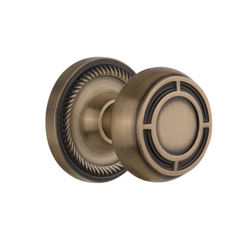 Rope Rosette with Mission Door Knob, 2-3/4”, Antique Brass