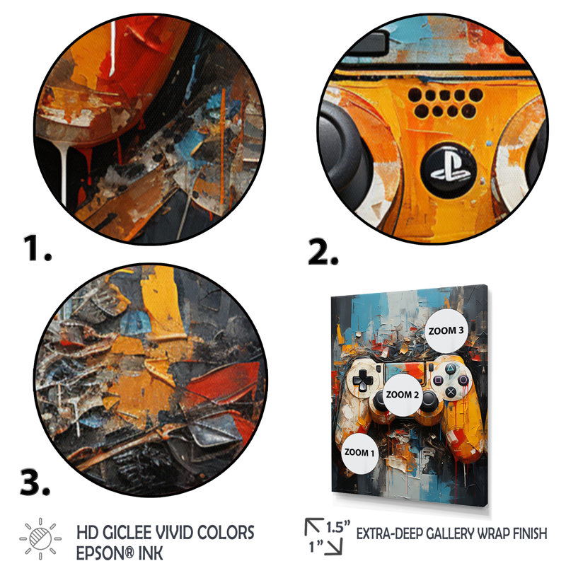 Colourful Video Game Gameplay Delight II Framed On Canvas Print, Wrapped Canvas, 32" H x 24" W x 1" D