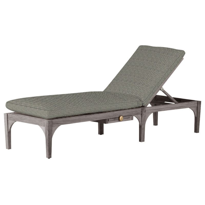 Club Teak Chaise With Wheel - Oyster, Oyster Teak, Welt, Intermix Bark