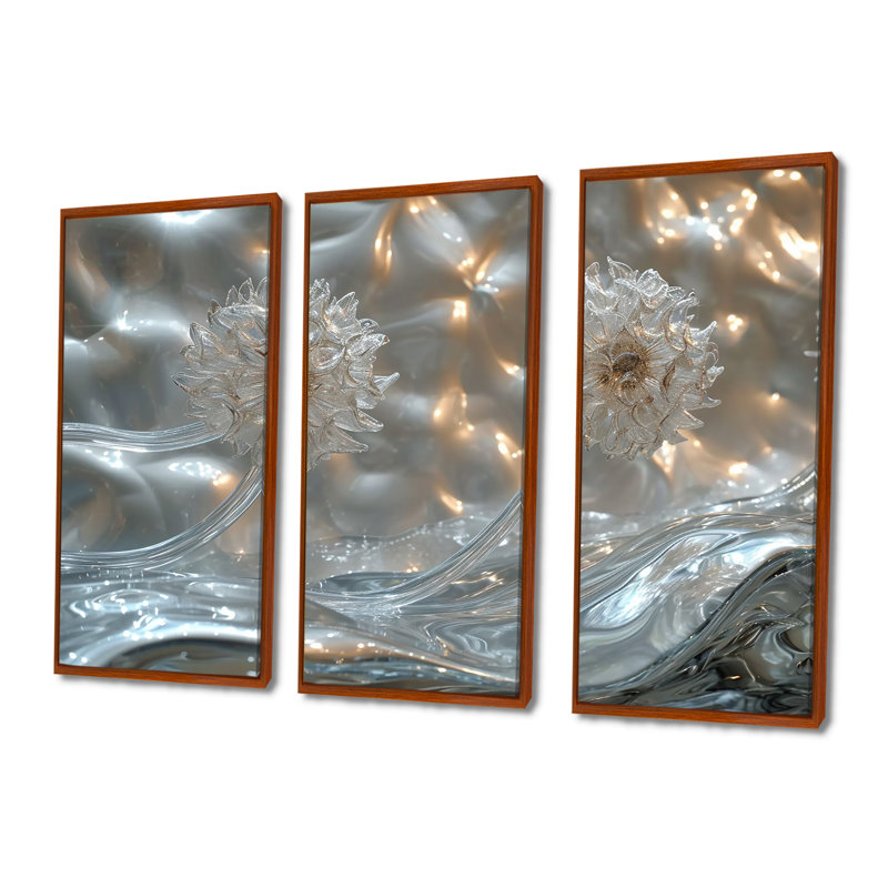 Walton - Ensemble d'art mural pissenlit, Cadre flottant brun, H 40 po x l 60 po x P 1 po