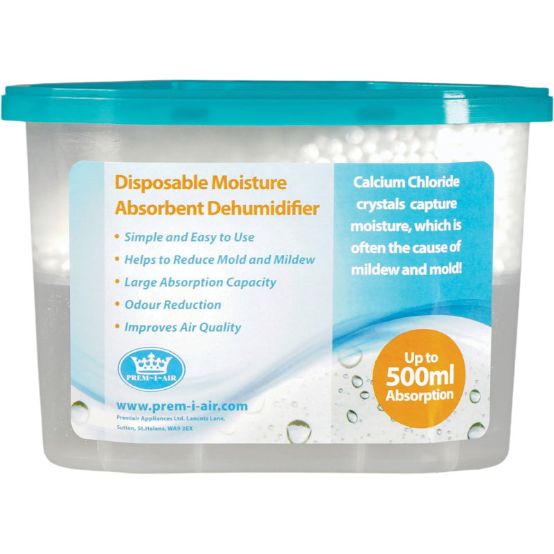 MOISTURE DEHUMIDIFIER 500ML, 10.70cm H x 15.20cm W x 8.60cm D