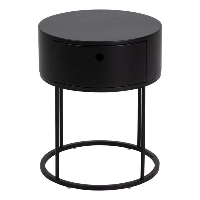 40cm W Manufactured Wood Bedside Table, Black