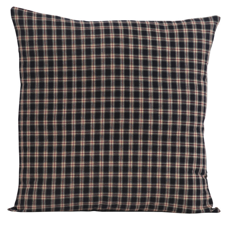 Bingham Star Plaid Cotton Euro Sham in Soft Black