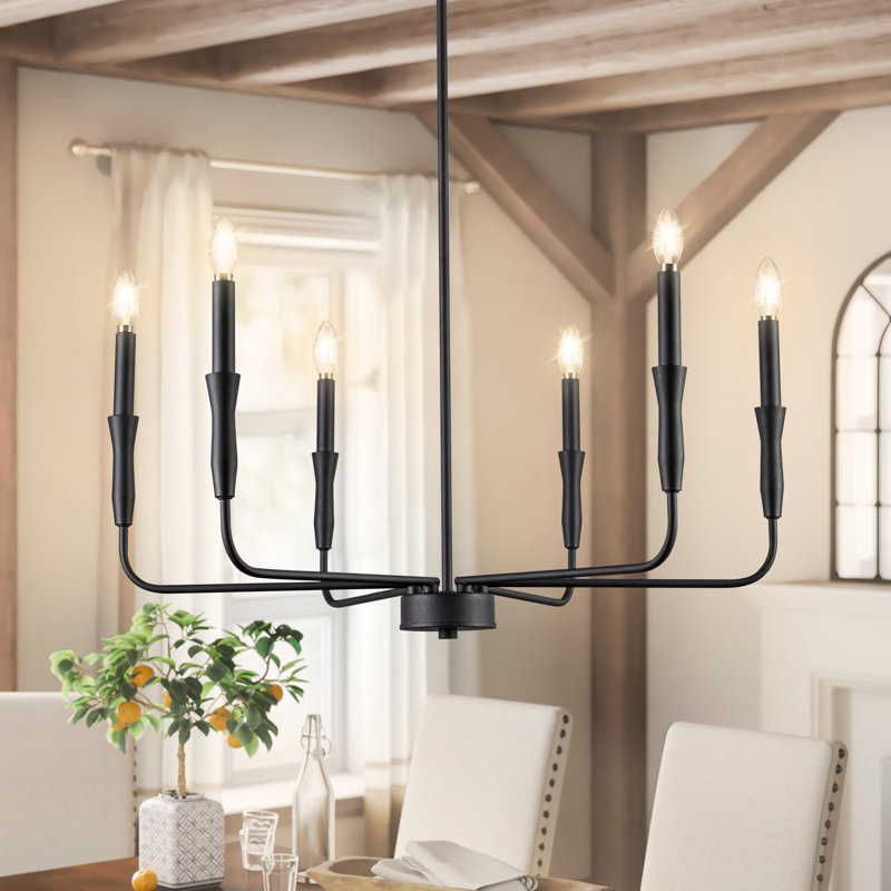 Lustre de style campagnard classique / traditionnel Alyzon à intensité variable pour salle à manger, 6