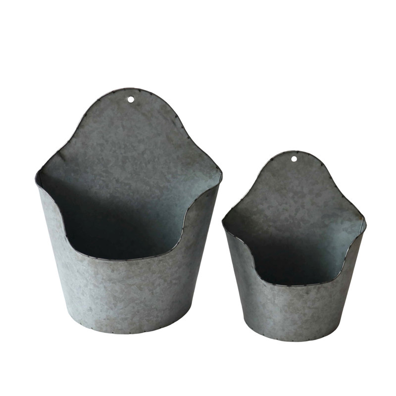 Ensemble de 2 pots à fleurs muraux en métal gris 12,2 po