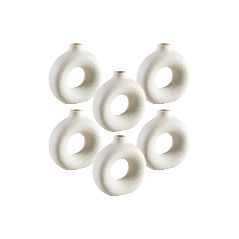 Vase en céramique blanc 9 pouces Orren Ellis
