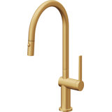 Pull-Down Kitchen Faucet With Button Sprayer - High Arc Spout