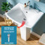 Lavabo sur pied rectangulaire en porcelaine vitrifiée l 24 po x P 19 po, 1 trou de robinet et trop-plein, blanc-111657506