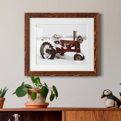 Tracteur de Noël - reproduction de photo sur papier encadrée