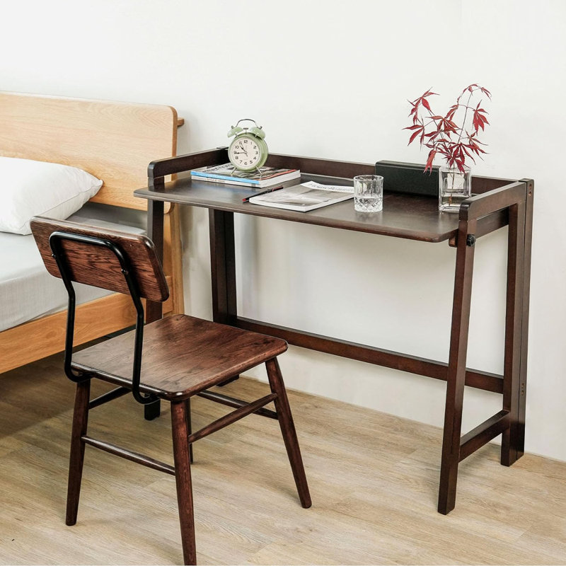 Druanne Solid Wood Base Computer Desk, Walnut