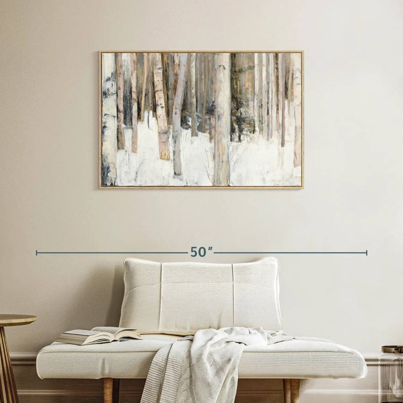 Lumière chaude d'hiver III, Cadre flottant en bois naturel, 37 po x 25 po