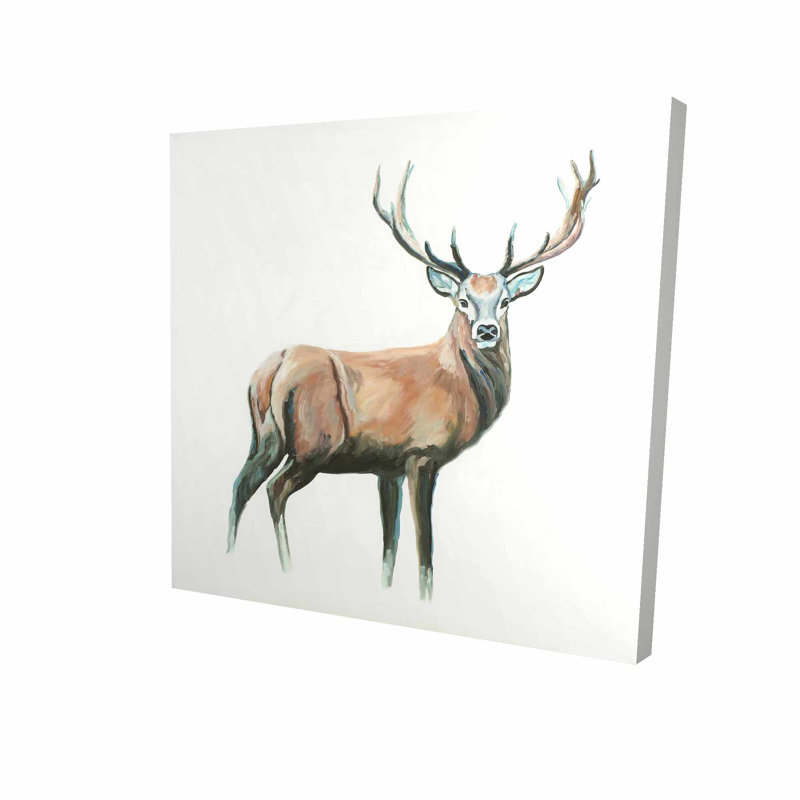 Reproduction de cerf sur toile, H 24 po x l 24 po x P 1,5 po, Toile tendue