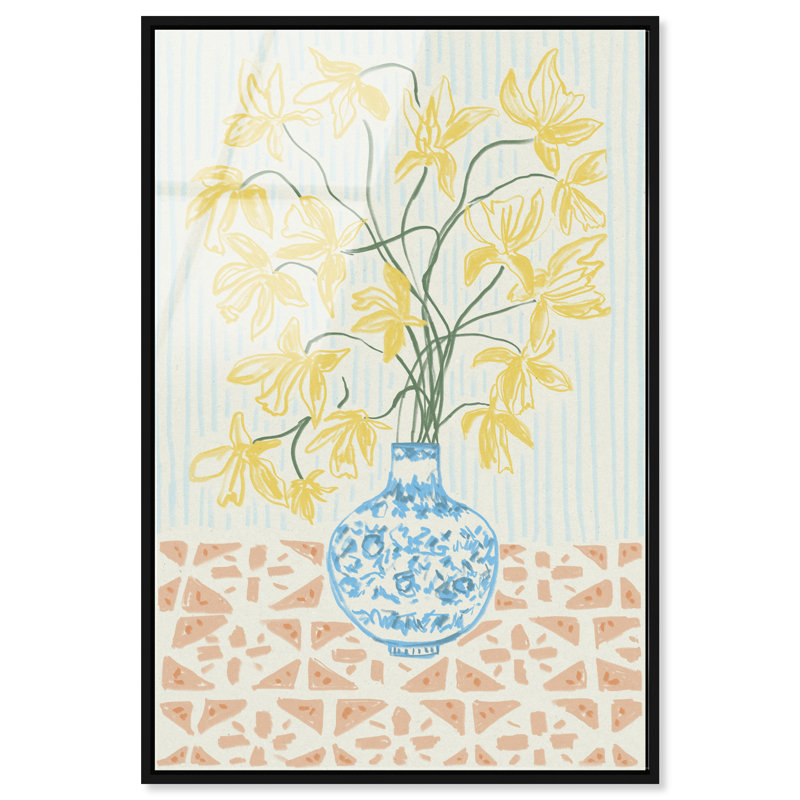 Yellow Iris Summer Print by Oliver Gal, 16"H x 11"W, Black Floater Frame