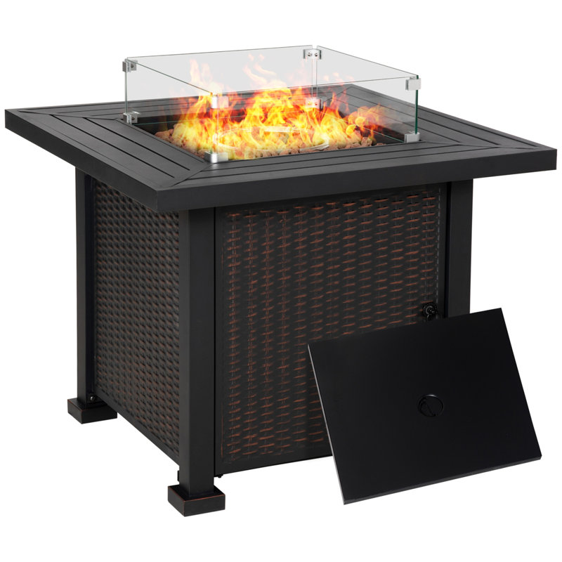 Outsunny 34 Inch Outdoor Propane Gas Fire Pit Table