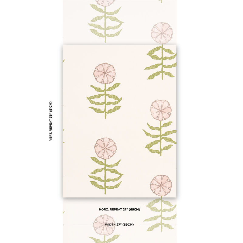 Schumacher x Marian Mcevoy Pretty Petals Wallpaper, Blush
