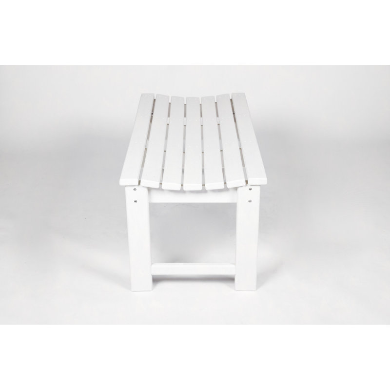 Backless HDPE Adirondack Bench With Wood Texture, Poly Lumber Seat For Patio, Backyard, Balcony, All Weather Resistant With UV Protection