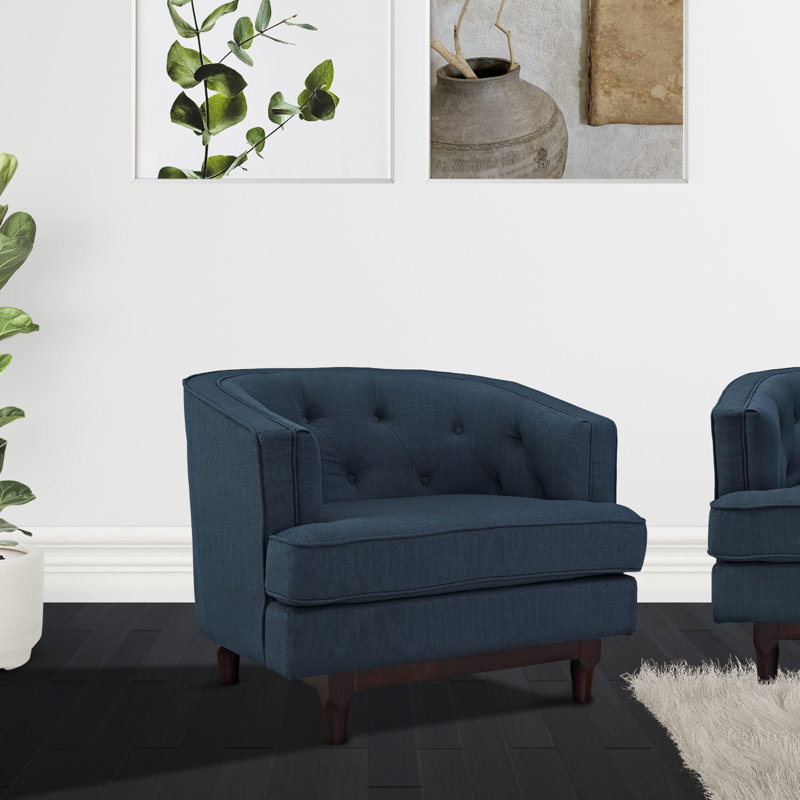 Upholstered Armchair, Blue Polyester