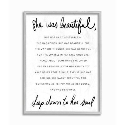 «She Was Beautiful Quote Inspirational Feminine Expression» par Elise Catterall - impression