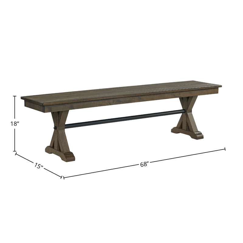 Costel 68" Wide Backless Bench, Brushed Charcoal