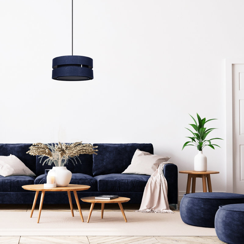 Contemporary Quality Linen Fabric Triple Tier Ceiling Pendant Light Shade, Blue, 13cm H x 26cm W x 26cm D