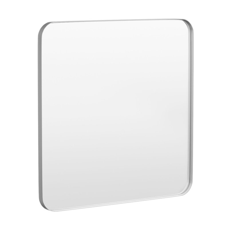 Cozy Design Tempered Glass Framed Wall-Mounted Bathroom Vanity Mirror, Silver, Square, 36" x 36"
