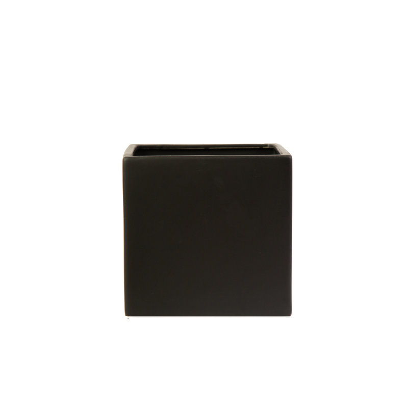 Boîte à fleurs en céramique, Noir, H 5 po x l 5 po x P 5 po