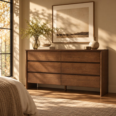 Razvan Mid-century Modern 58''W 6-Drawer Fully Assembled Dresser