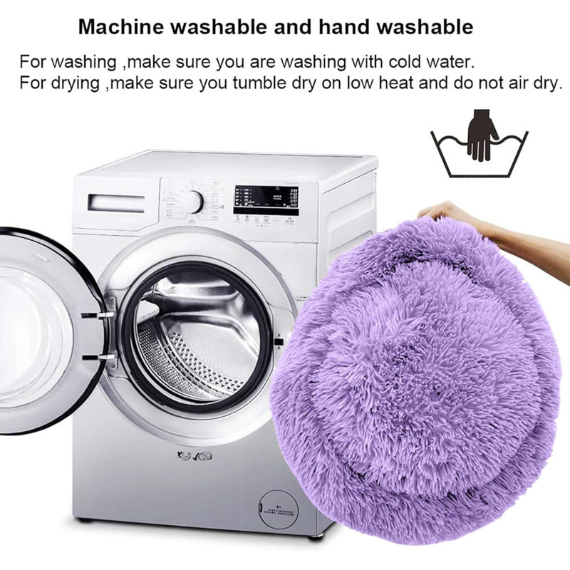 Small Purple Orthopedic Plush Pet Bed with Slip-Resistant Bottom