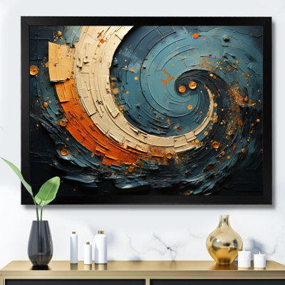 Orange bleu sarcelle abstrait, spirales II