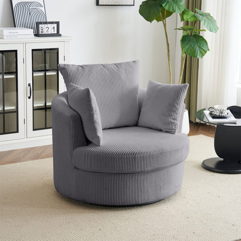 Advita Upholstered Swivel Armchair, Grey