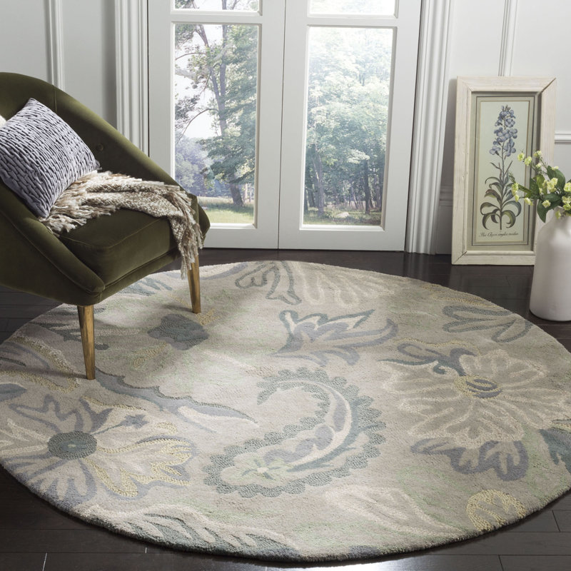 Tapis floral en laine touffeté à la main Arber Jardin, Rond 6 pi