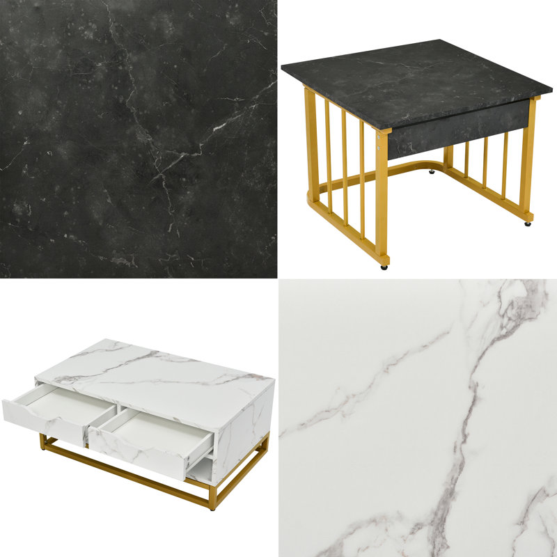 Mercadies Nesting Coffee Table, White/Black