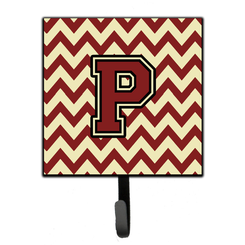 Organisateur de clés Dharti lettre C à chevrons avec crochets pour clés, Marron / Or