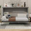 Lit armoire simple, gris, stable et pliable, optimisant l'espace