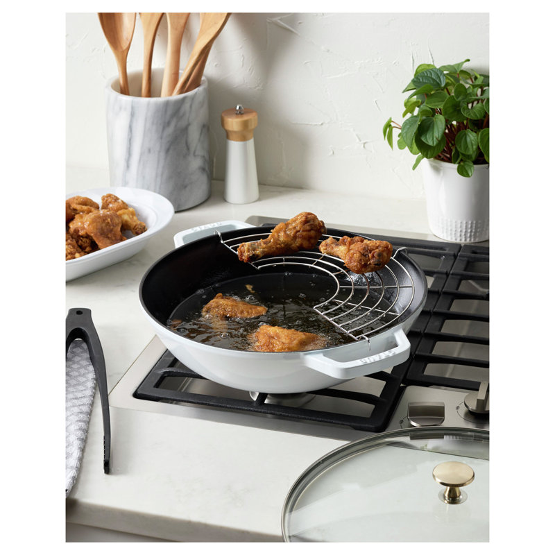 Staub Cast Iron Wok with Lid, Graphite Gray