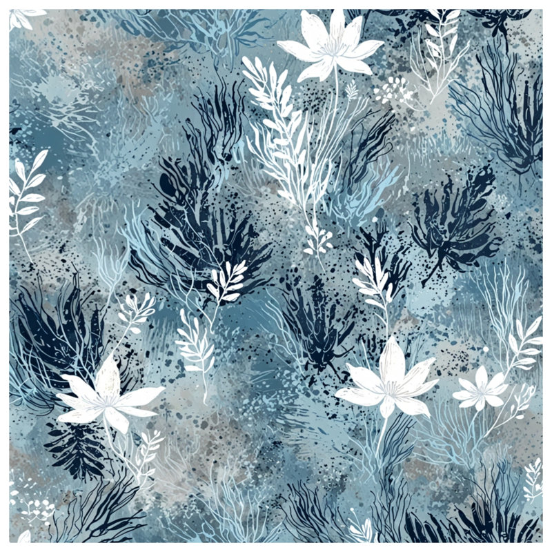 Blue Floral Pattern Blankets, 50in W x 60in H