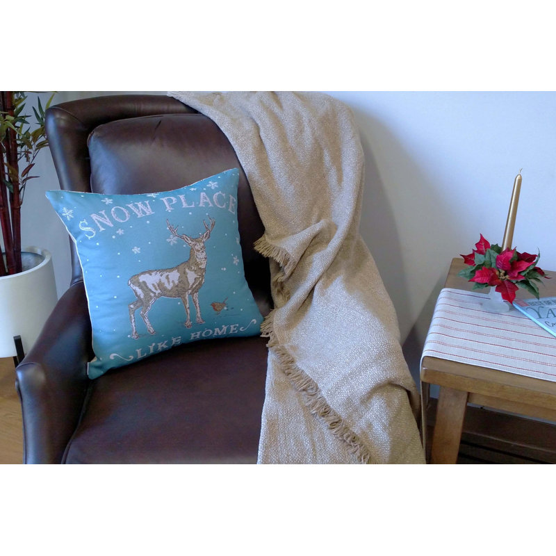 Cotton Blend Reversible Throw Pillow