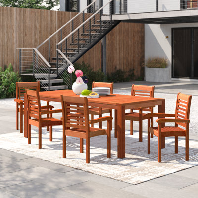 Anautica 6 - Person Wood Patio Dining Set with Rectangular Table